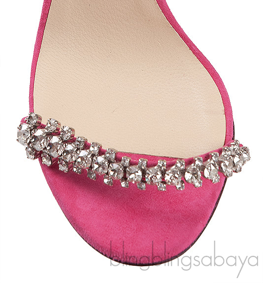 Jimmy Choo Shiloh Pink Suede Crystal Heels