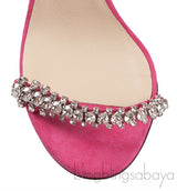 Jimmy Choo Shiloh Pink Suede Crystal Heels