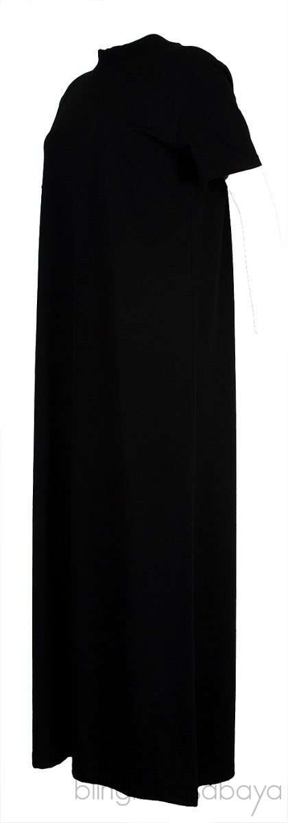 Black Cotton Plain Maxi Dress