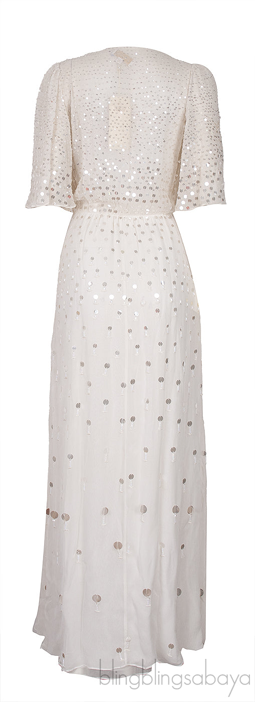 Topiary V-Neck Sequin Embellished Dress