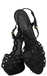 Black Crystal Slingback Sandals