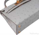 Kelly 20 Mini II Sellier Gris Perle Ostrich GHW