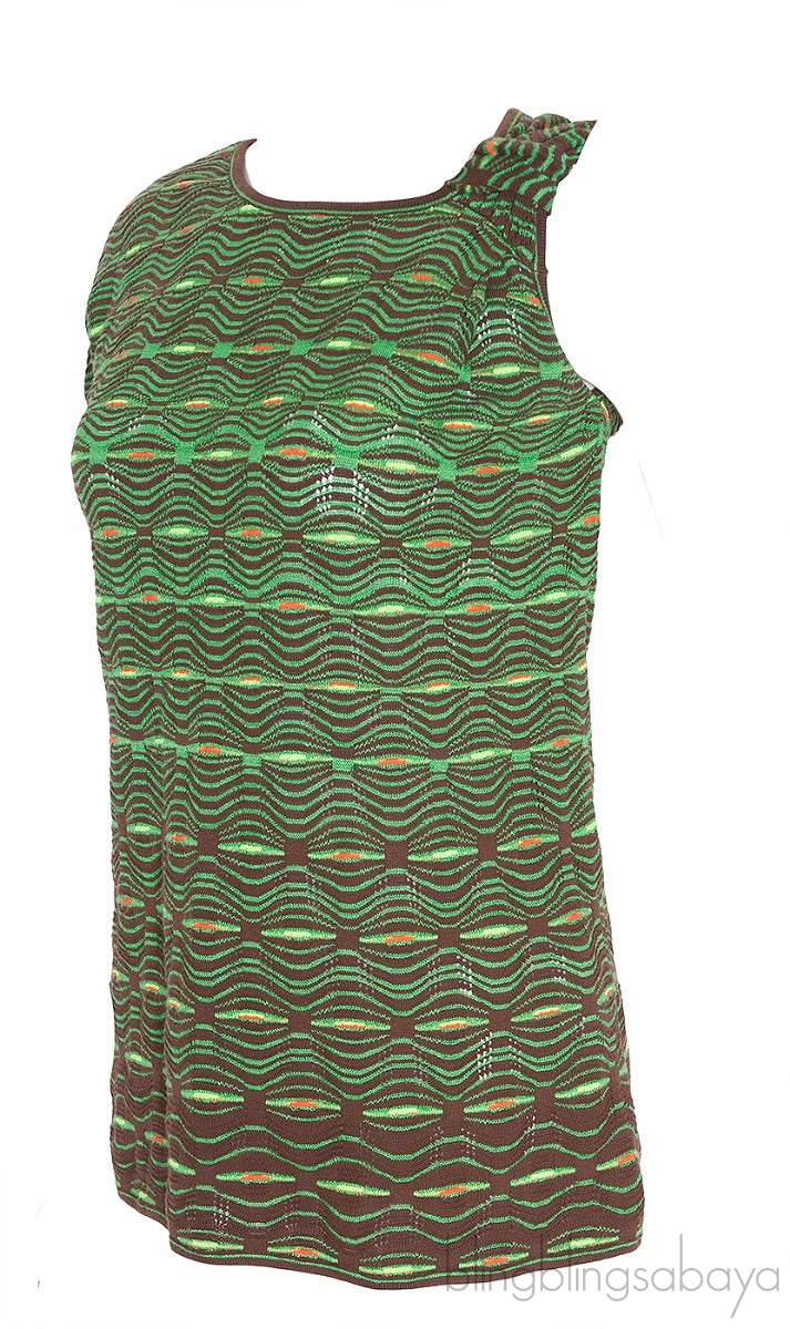 Green & Brown Stretch Blouse