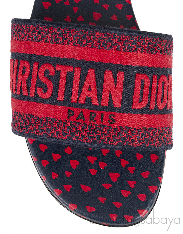 Dway Slide Navy Red Embroidered Slides