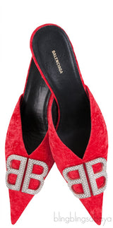 BB Logo Crushed-velvet Mules