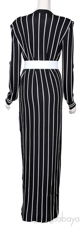 Black Stripe Knit Stretch Cardigan Robe