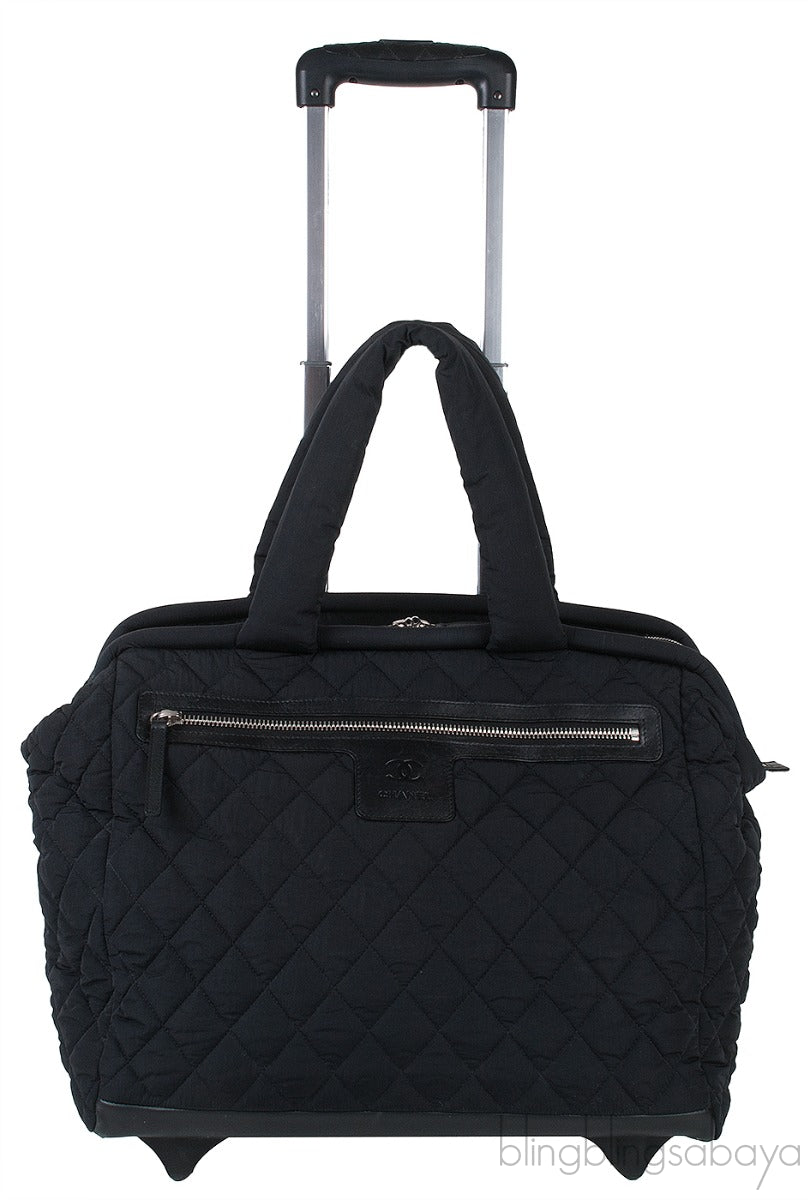 Black Quilted Nylon Cocoon Trolley Rolling Case