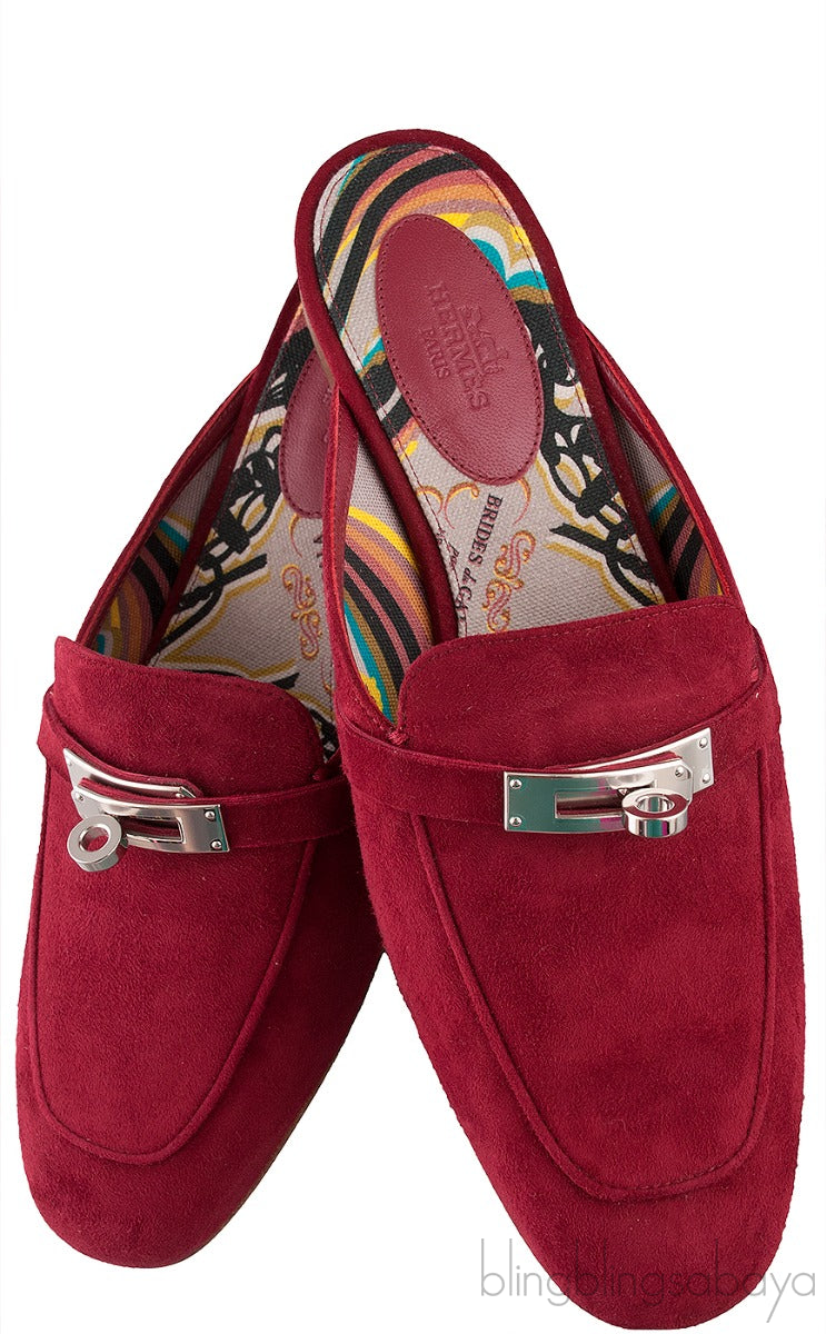 Oz Suede Bordeaux Mule