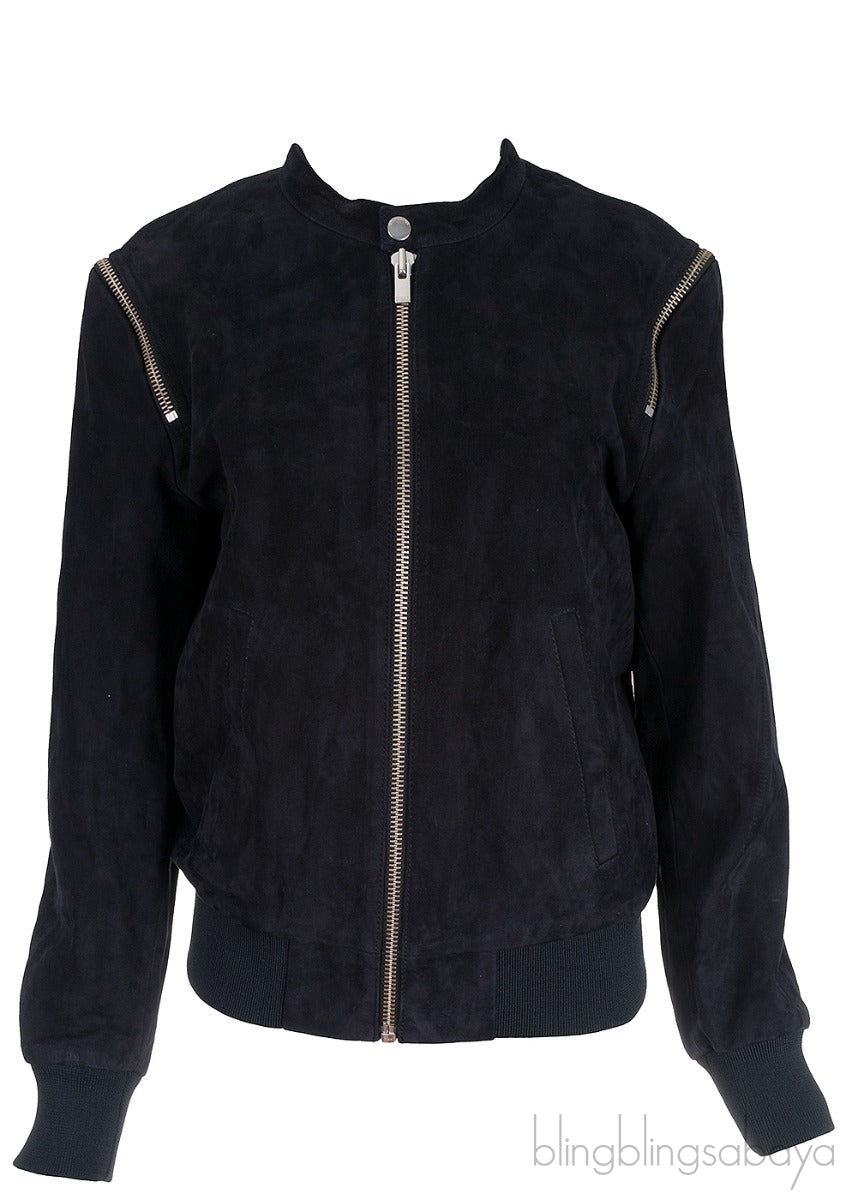 Black Suede Bomber Jacket