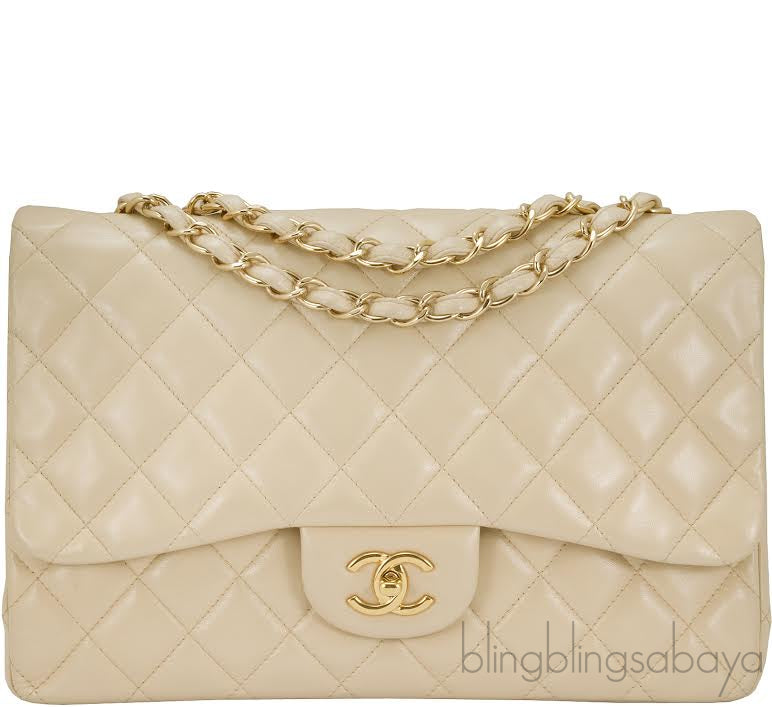Beige CC Jumbo Flap Bag