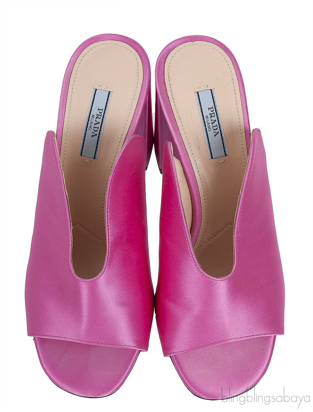 Pink Satin Chunky Heel Sabot Mules 38
