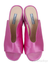 Pink Satin Chunky Heel Sabot Mules 38