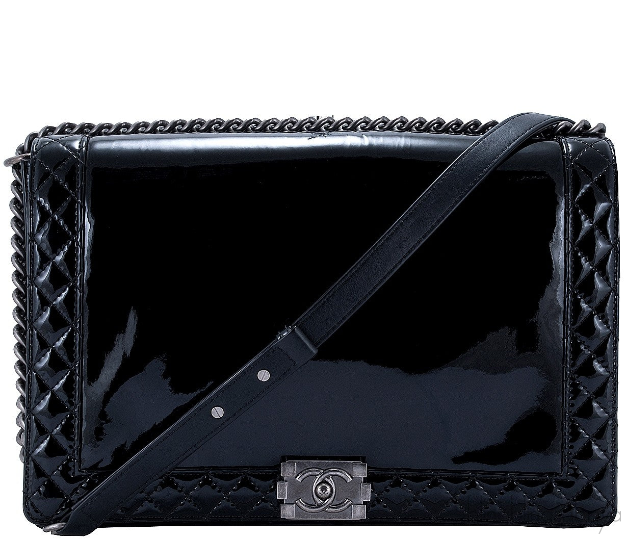 Black Patent XL Le Boy Shoulder Bag