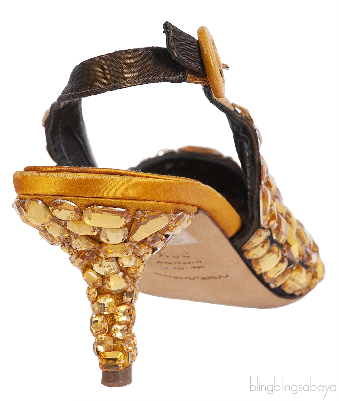 Dolce & Gabbana Yellow Mustard Crystal Slingback Heels
