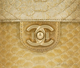 Gold Metallic Python Shoulder Bag