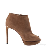 Louis Vuitton Brown Suede Peep Toe Ankle Boots