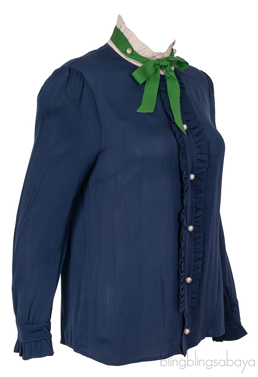 Blue Contrasting Collar Shirt