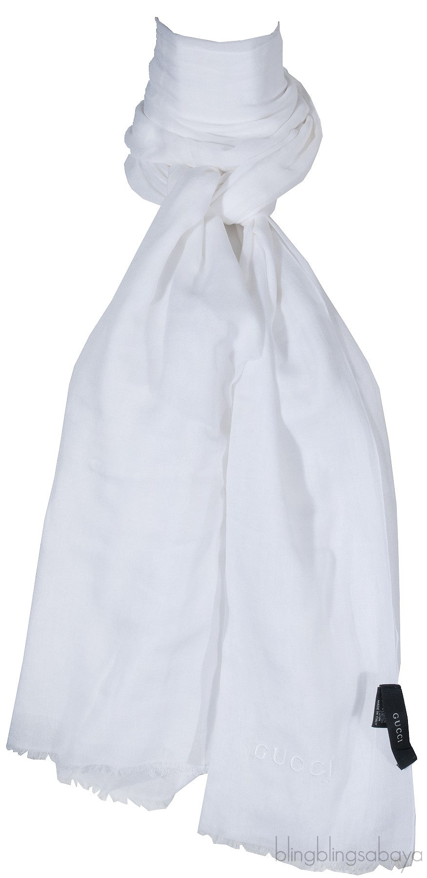 Plain White Long Rectangular Scarf