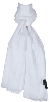 Plain White Long Rectangular Scarf