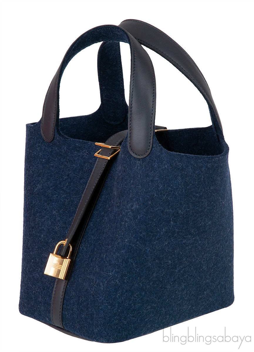 Picotin 18 Blue Nuit Feutre Wool & Black Swift GHW