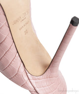 Pink Croc-effect Bing 100 Crystal-Embellished Leather Mules