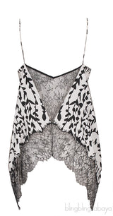 Black & Whites Lace Trim Sleeveless
