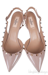 Spike Rockstud Nude Slingback Mini Heels