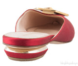 Red Satin Eden Mirror Flat Mule