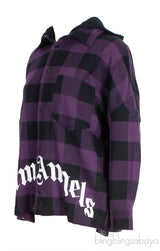 Palm Angels Purple Check Print Hoodie
