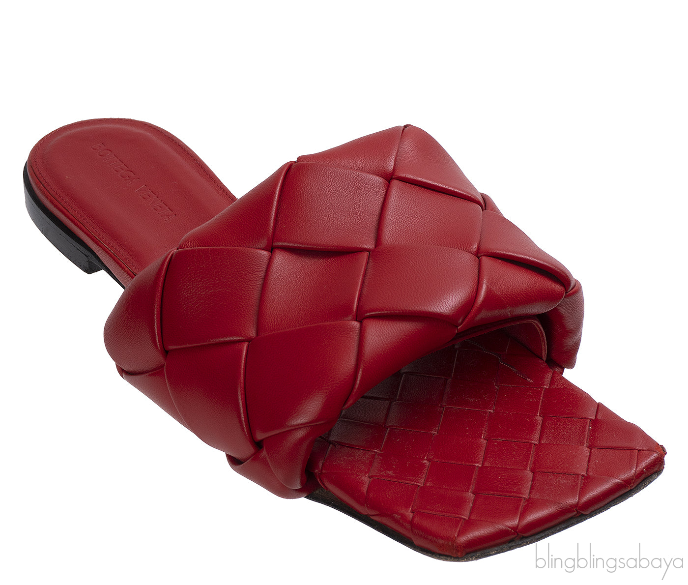 Bottega Veneta Intrecciato Lido Flat Sandals Red