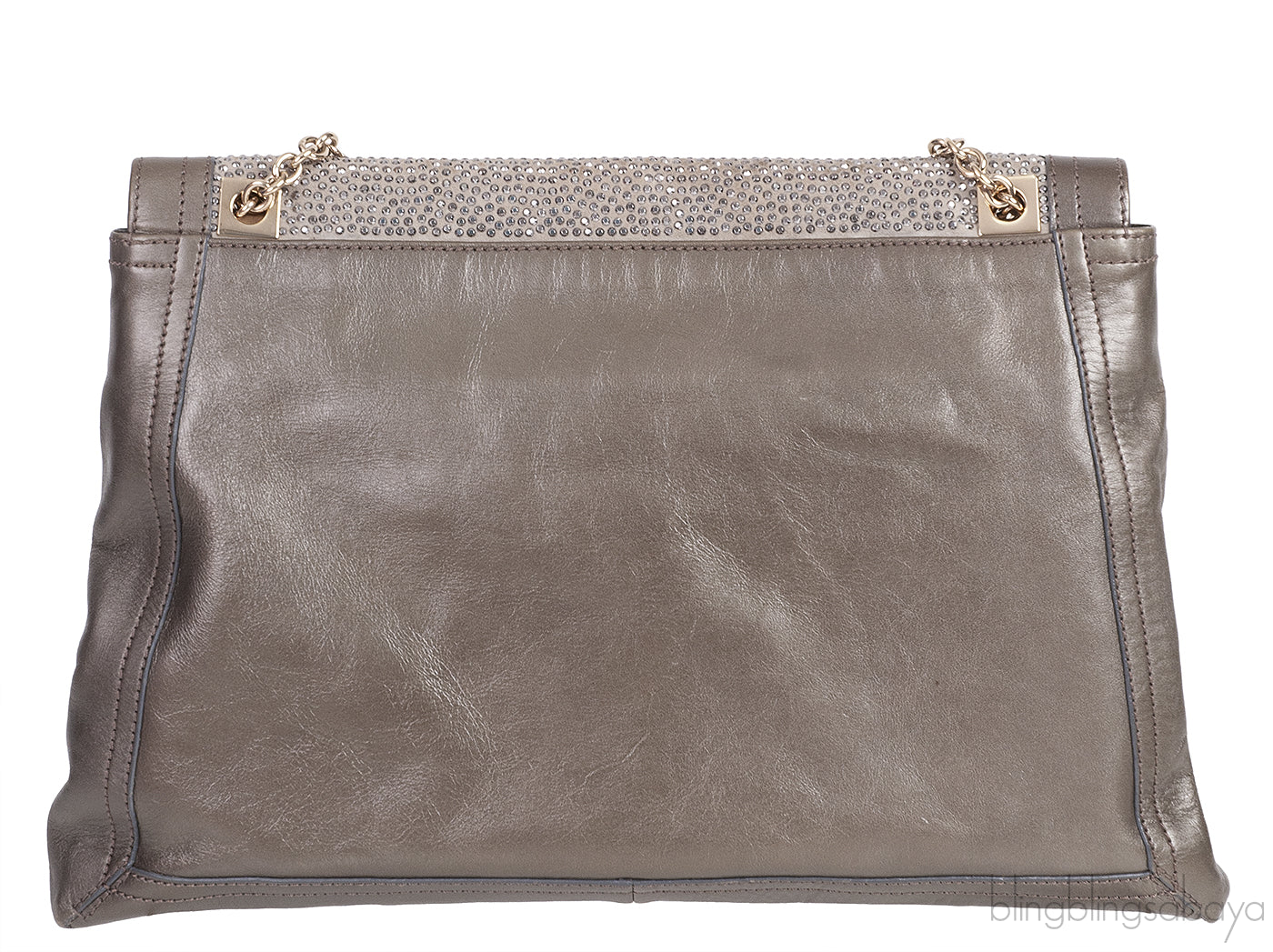 Grey Crystal Embellished Shoulder Bag