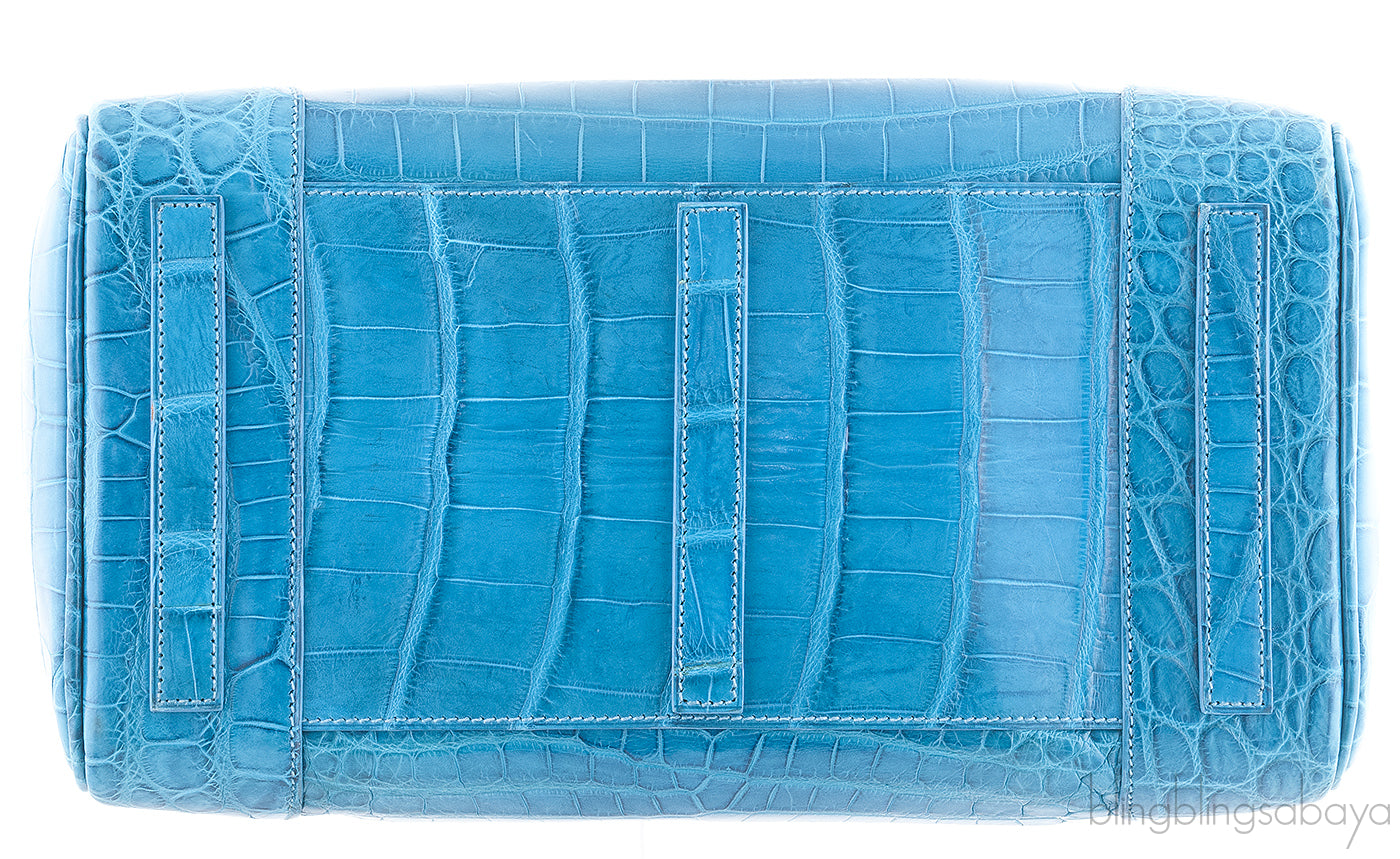 Ricky Blue Green Alligator Bag