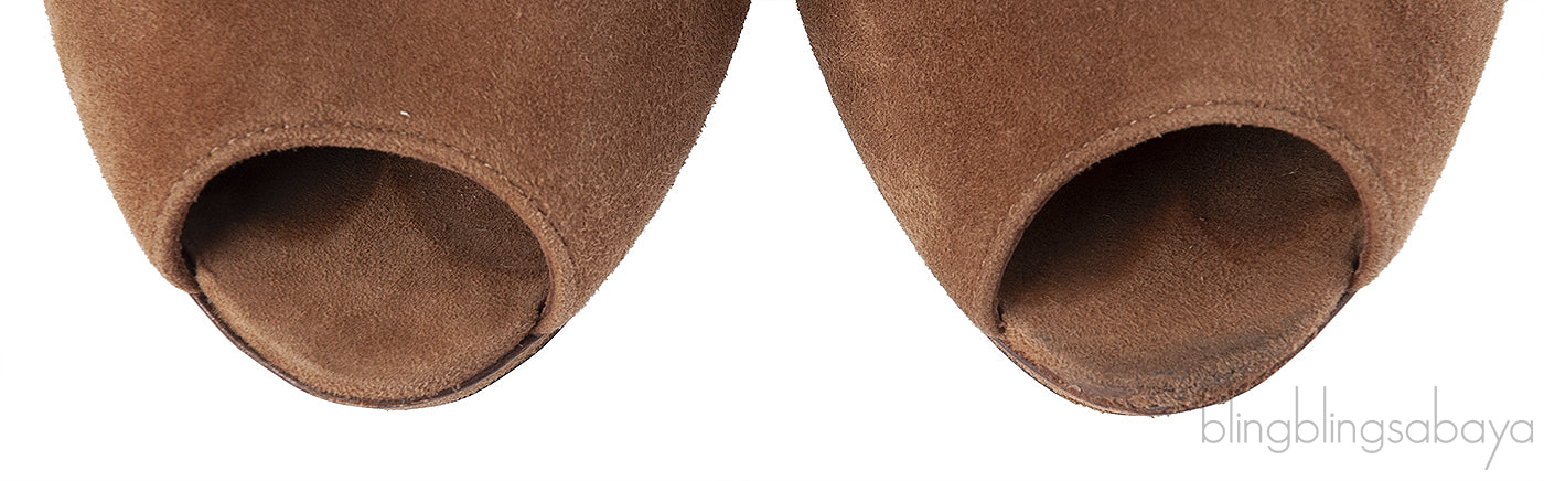 Louis Vuitton Brown Suede Peep Toe Ankle Boots