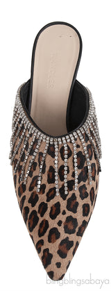 Wandler Bente Crystal-embellished Leopard-print Calf Hair Mules