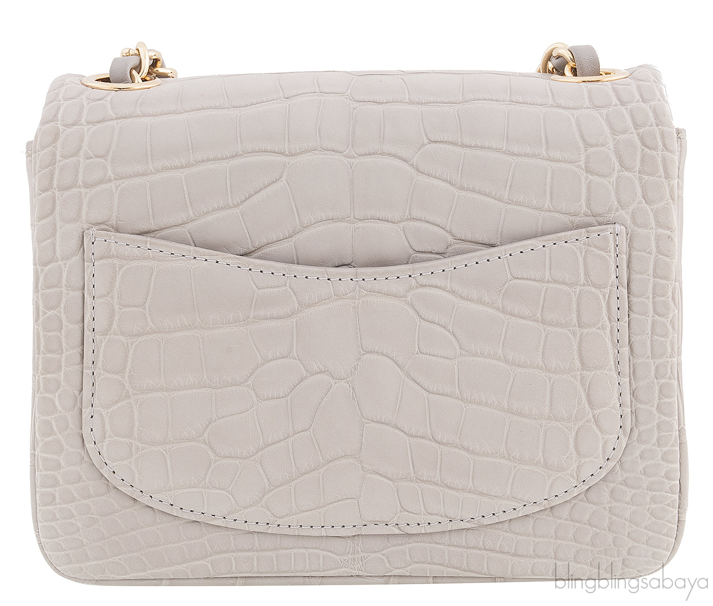 Grey Pearl Crocodile Mini Flap Bag