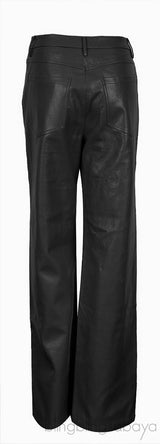 Black Logo Pants Faux Leather