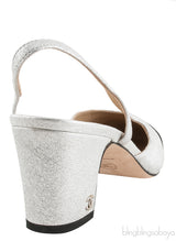 Silver Metallic Cap Toe Slingback