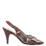 Gucci Malaga Kid Elaphe Lizard Butterflies Mid-Heel Slingback