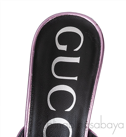 Gucci Criss-cross Metallic Pink Sandals