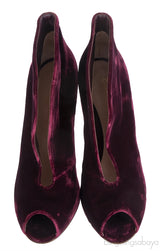 Gianvito Rossi Burgundy Velvet Ankle-Flare Boots