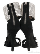 Black Crystal Suede Sandals