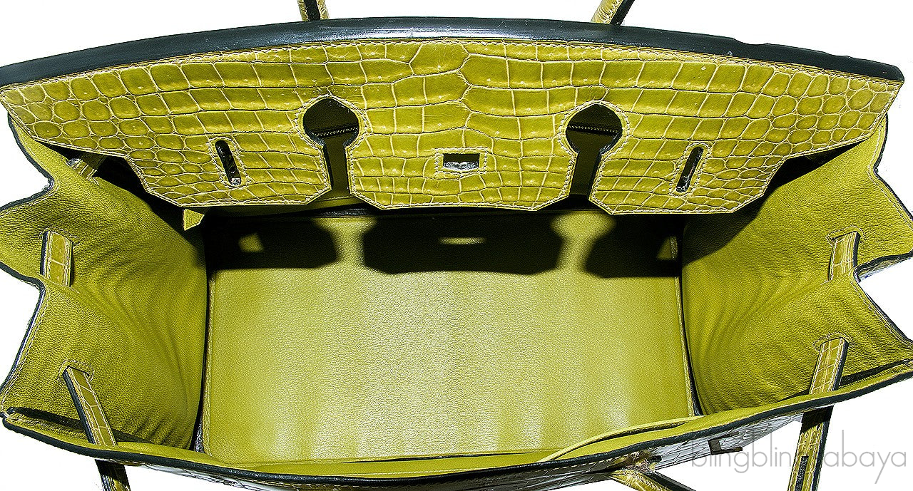 Birkin 35 Vert Anis Porosus PHW