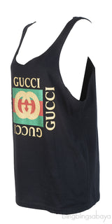 Gucci Black Vintage Printed Tank Top