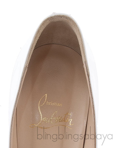 Jolly White Patent Squiggle Heel