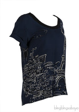 Louis Vuitton Blue Paris Print Top