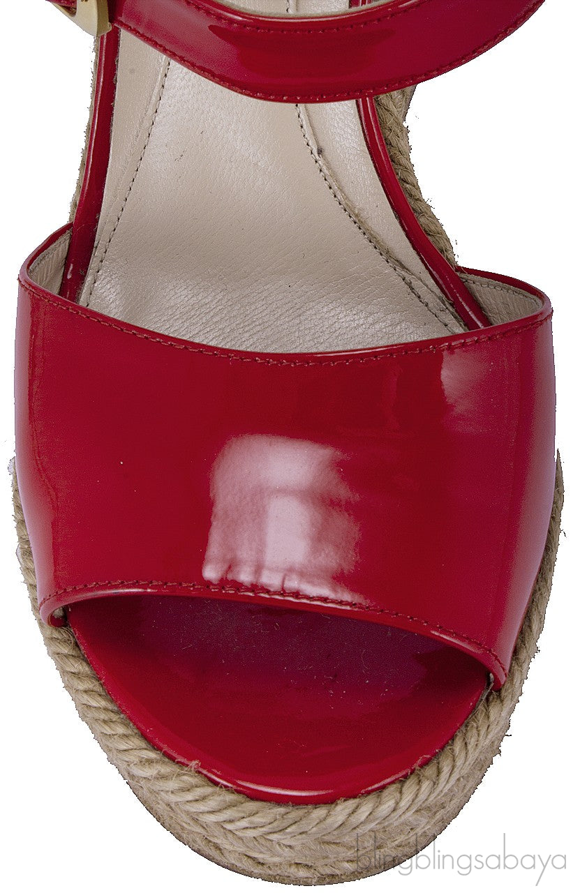 Red Patent Wedge Sandals