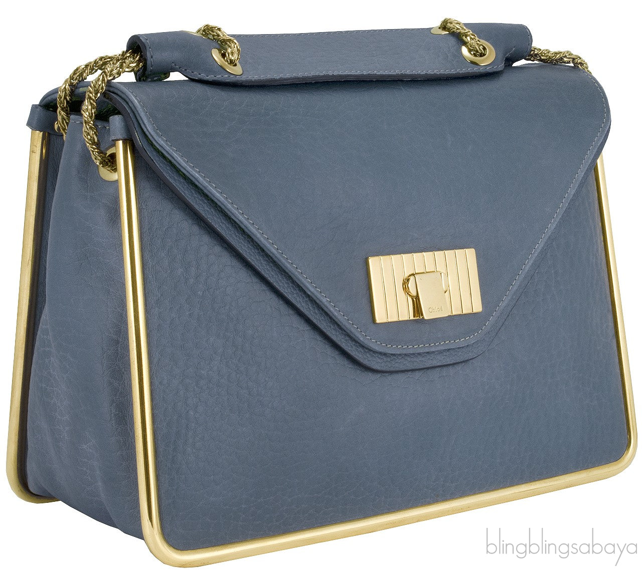 Sally Blue Grey Textured Leather Bag