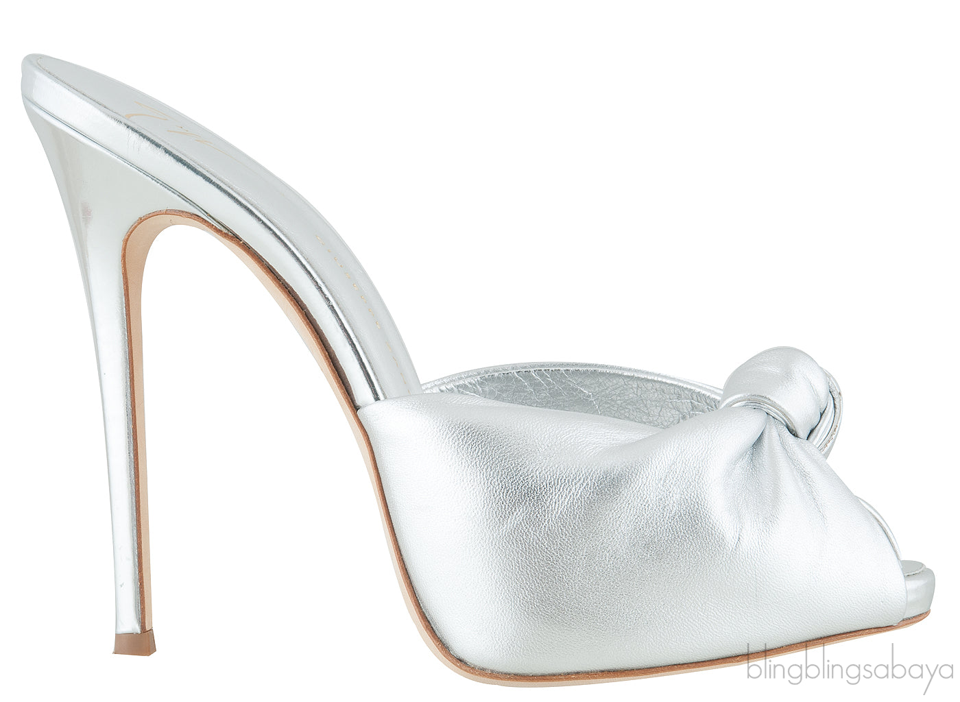Silver Leather Mule