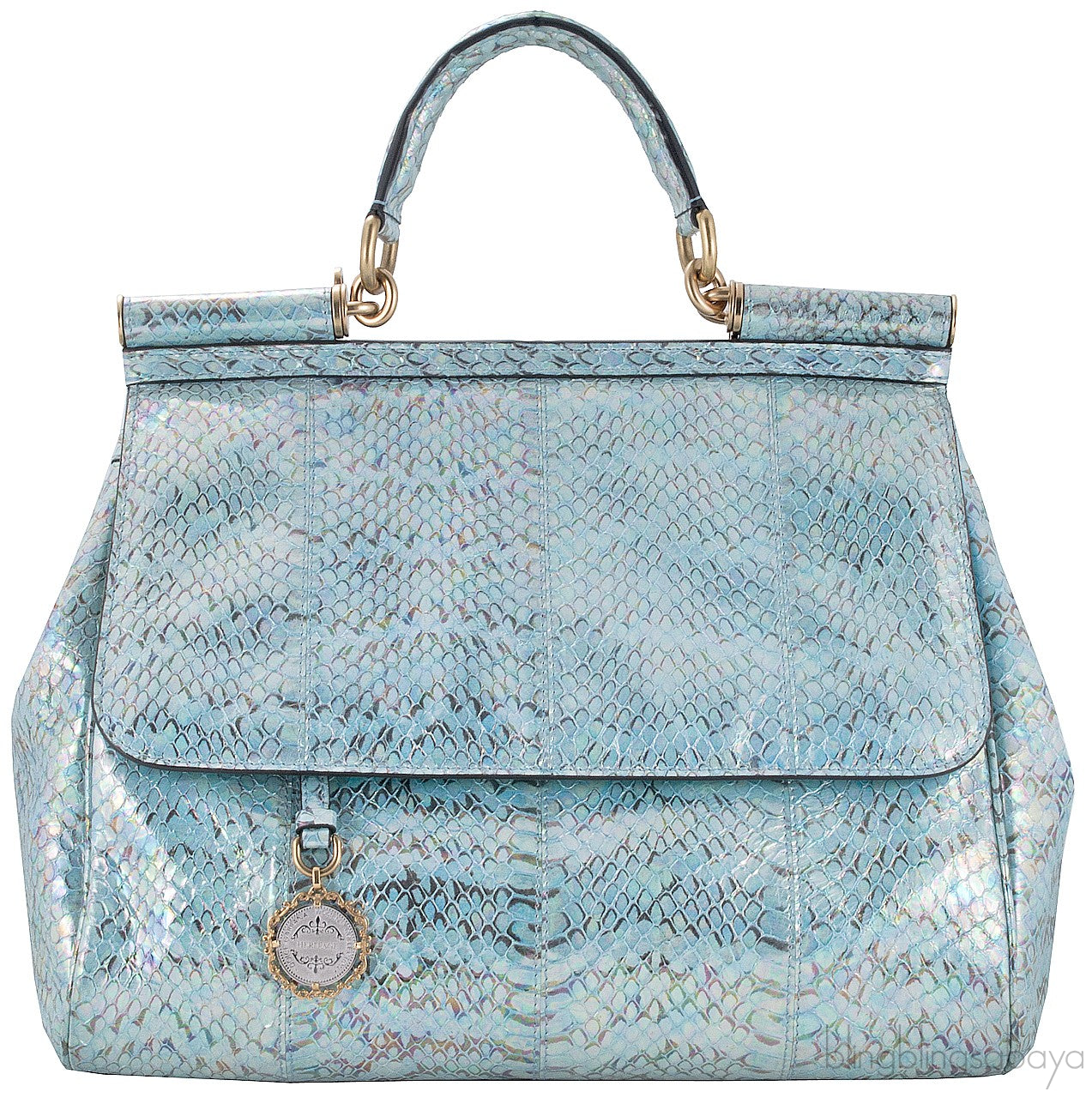 Miss Sicily Blue Watersnake Flap Bag