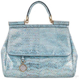 Miss Sicily Blue Watersnake Flap Bag